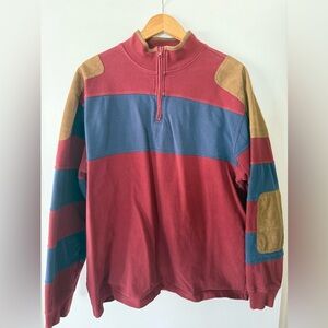 Orvis Quarter Zip Suede Patches Size Large